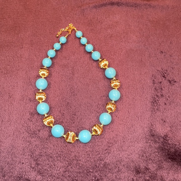 NEW! Joan Rivers turquoise and gold beaded necklace. - Picture 2 of 2